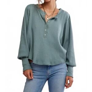 Free People Quinn Knit Henley Thermal Top